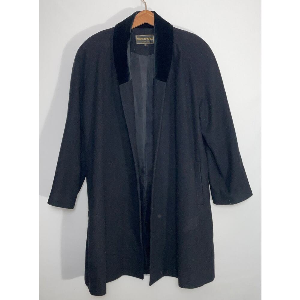 Vintage Kristen Blake Lambs Wool Coat - Size S - Velvet Collar & Made‎ in USA